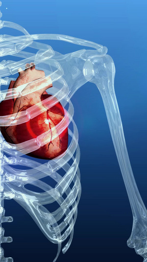 三维心脏医学背景心脏讲解30秒视频