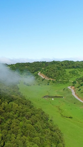 陕西宝鸡陇县关山牧场航拍关山草原视频