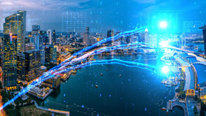 动态大气蓝色科技感城市光线穿梭视频背景元素10秒视频