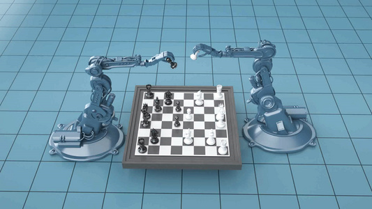 3d智能AI机器人下棋动画视频