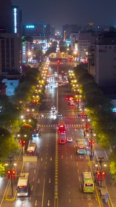 城市街景交通航拍城市夜景视频