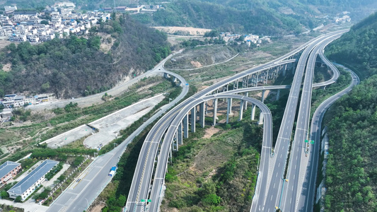 航拍贵州高速路全景风景视频