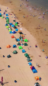 天津东疆湾海水浴场夏季风光天津航拍视频