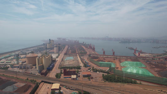港口货运运输沙石航拍视频