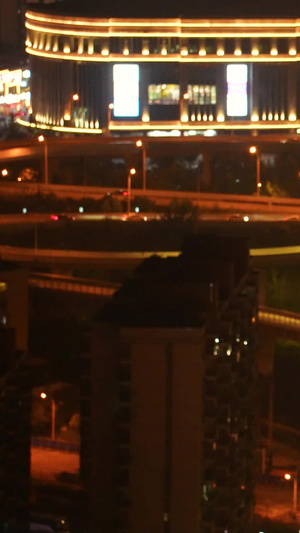航拍城市夜景道路高架桥交通车流路灯素材城市素材59秒视频
