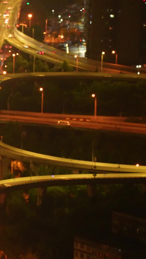 航拍城市夜景道路高架桥交通车流路灯素材交通素材59秒视频