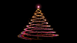 由发光颗粒旋转组成的彩色圣诞树40秒视频