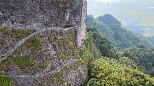 江郎山登山栈道航拍4K视频