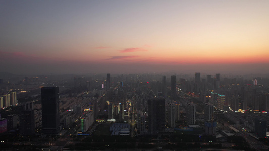 山东日照夕阳晚霞航拍视频