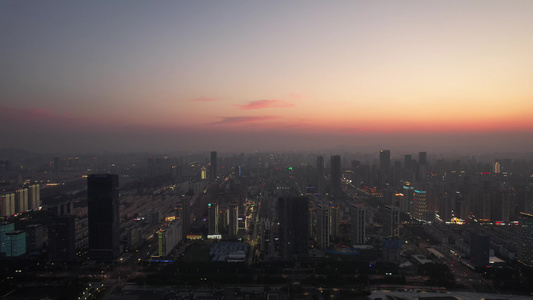 山东日照夕阳晚霞航拍视频