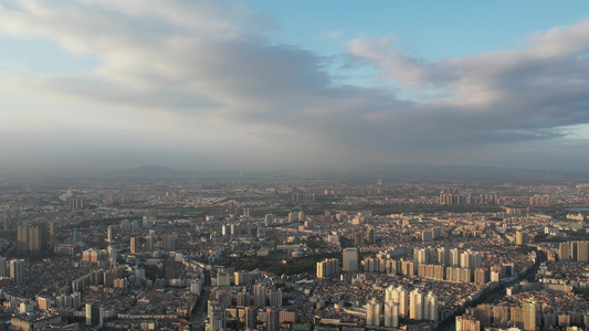 城市黄昏夕阳航拍视频