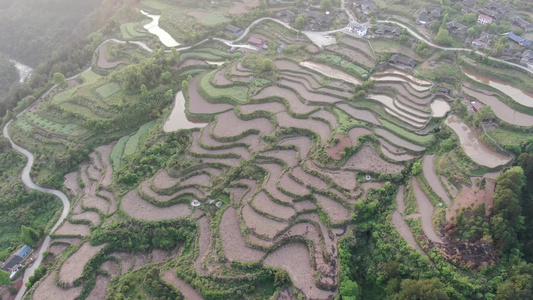 航拍高山梯田农业种植 视频