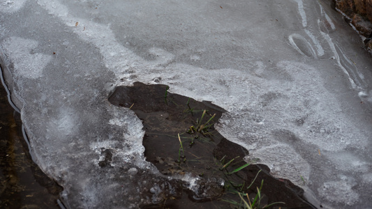 冰融融在水坑中,时间折叠视频