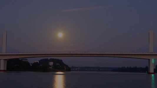 月亮升起延时摄影视频