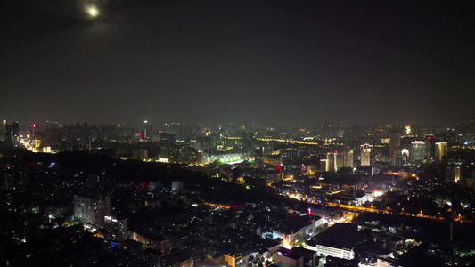 航拍湖北武汉城市夜景 视频