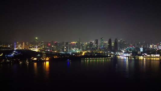 航拍湖北武汉城市夜景 视频