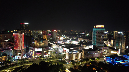 浙江宁波城市夜景灯光航拍 视频