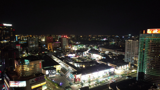 浙江宁波城市夜景灯光航拍 视频