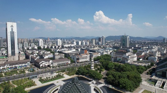 浙江绍兴城市广场建筑航拍视频