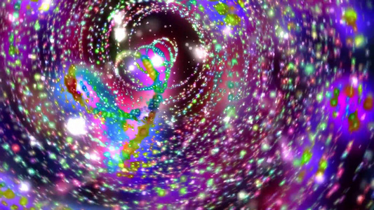 彩色旋转螺旋字符串粒子舞台背景视频