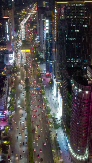 航拍广东广州天河区黄埔大道夜景中轴线61秒视频