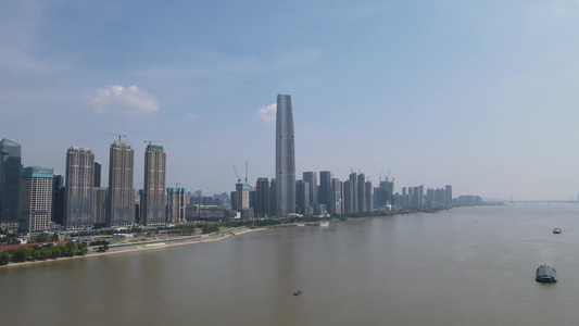 航拍湖北武汉绿地中心商业大楼  视频