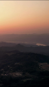 大山夕阳晚霞日落航拍视频