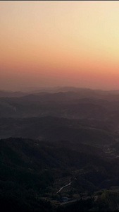 大山夕阳晚霞日落航拍视频