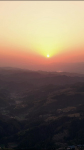 大山夕阳晚霞日落航拍视频