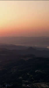 大山夕阳晚霞日落航拍视频