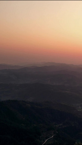 大山夕阳晚霞日落航拍视频