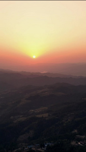 大山夕阳晚霞日落航拍视频