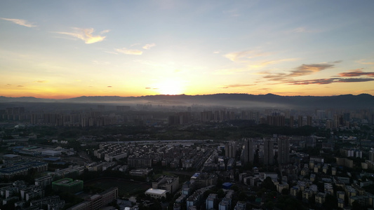 航拍湖南怀化城市日落夕阳 视频