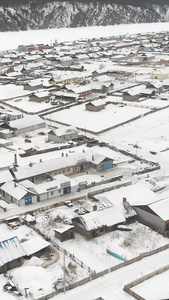 航拍黑龙江下雪的村庄视频