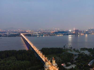 南京长江大桥日转夜延时航拍 8K视频