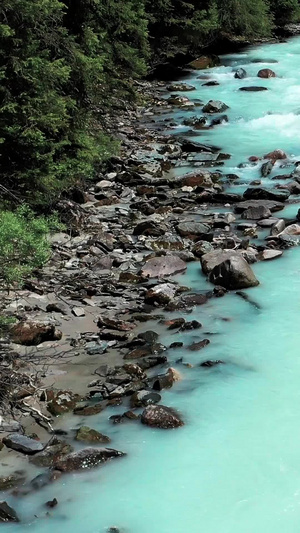 航拍新疆天山脚下伊犁河谷河流水流湍急伊犁河流25秒视频