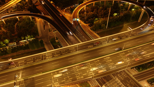 延时摄影5k素材航拍城市夜景交通车流视频