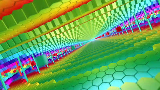 复古街机游戏隧道三维彩色背景视频