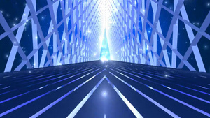 快速复古闪闪发光的蓝色隧道蓝色大气绚丽LED背景60秒视频