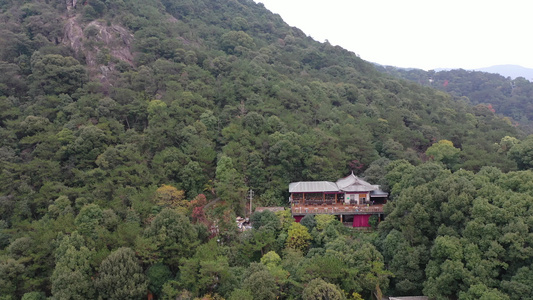 航拍福建福州鼓山风景区登山古道与索道缆车视频