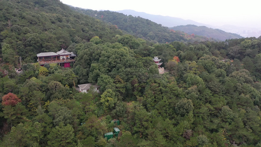 航拍福建福州鼓山风景区登山古道与索道缆车视频