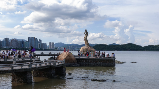 延时摄影5k素材珠海旅游海景天空流动的云视频