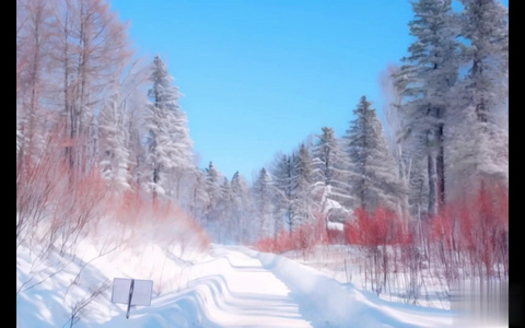 【冬天】冬天雪地雪树背景视频视频