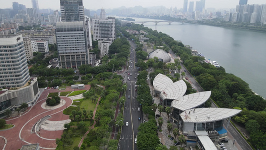 航拍广西柳州城市交通 视频