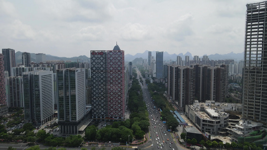航拍广西柳州城市交通 视频