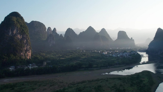 广西桂林阳朔桂林山水航拍视频