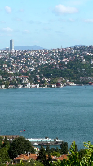 土耳其伊斯坦布尔博斯普鲁斯海峡游艇延时合集欧亚分界线30秒视频