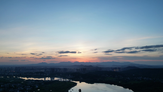 日落晚霞夕阳西下航拍视频