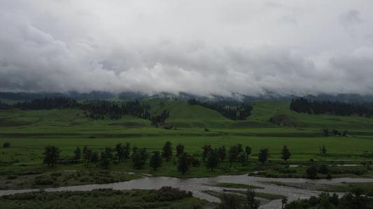 新疆那拉提大草原自然风光4k航拍视频