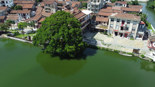 古村落 古村 古建筑 湖边古村航拍视频